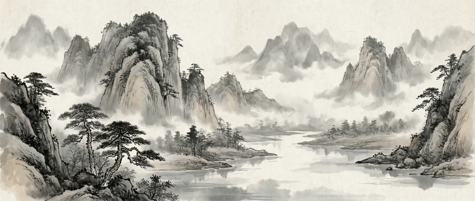 曹长卿 水墨山水背景画